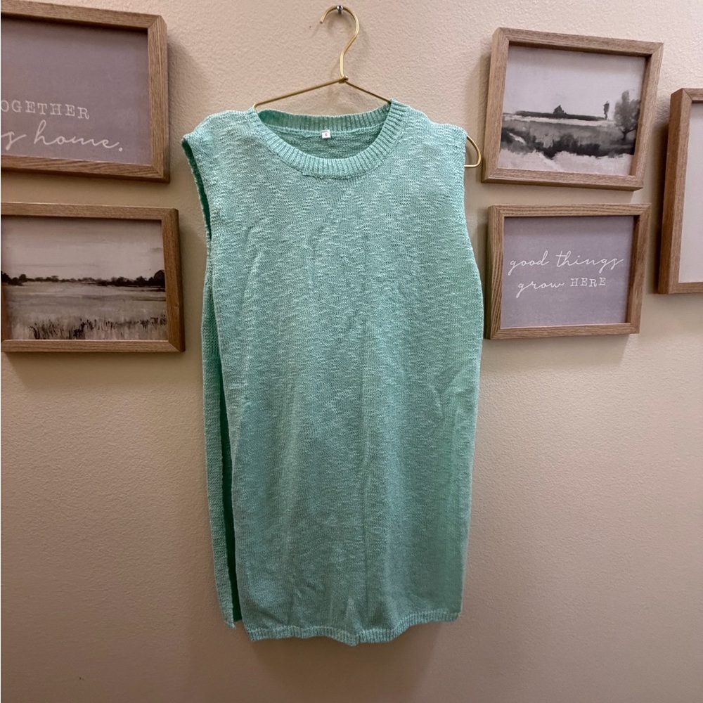 Sleeveless Mint Green Knit Sweater Dress